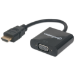 Manhattan HDMI to VGA Converter cable, 1080p, 30cm, Male to Female, Optional USB Micro-USB Power Port, Black, Polybag