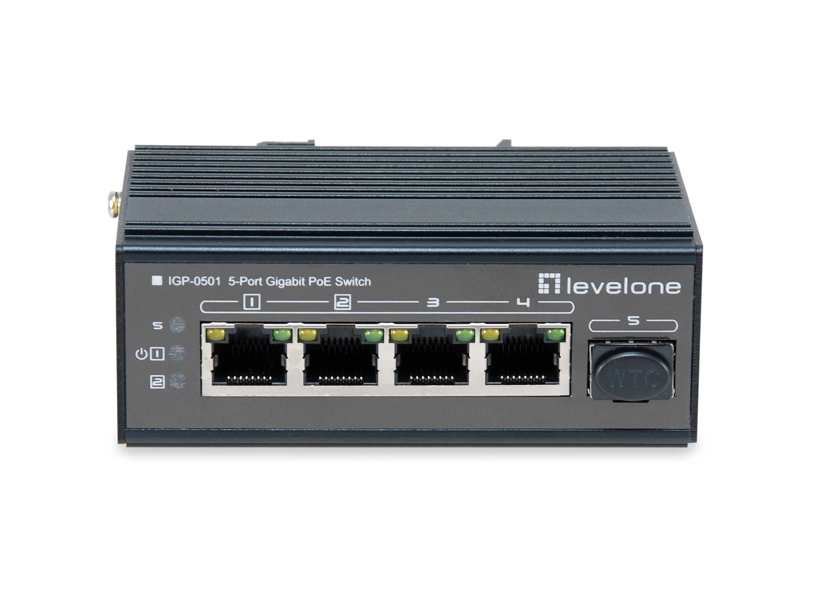 Image of LevelOne 5-Port Gigabit Industrial Switch, DIN-Rail, -30°C to 65°C