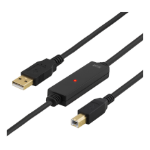 Deltaco USB-EX10M USB cable USB 2.0 10 m USB A USB B Black