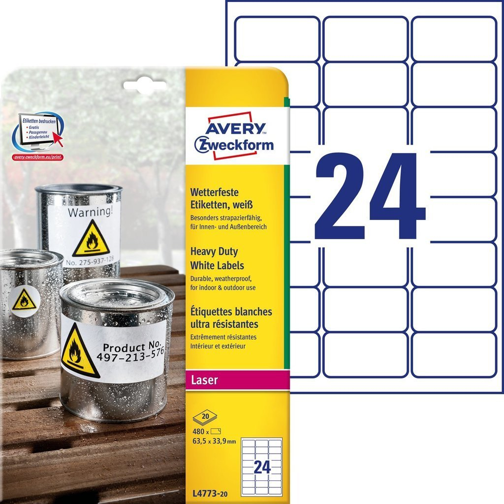 Photos - Self-Stick Notes Avery L4773-20 self-adhesive label Rounded rectangle Permanent White 4