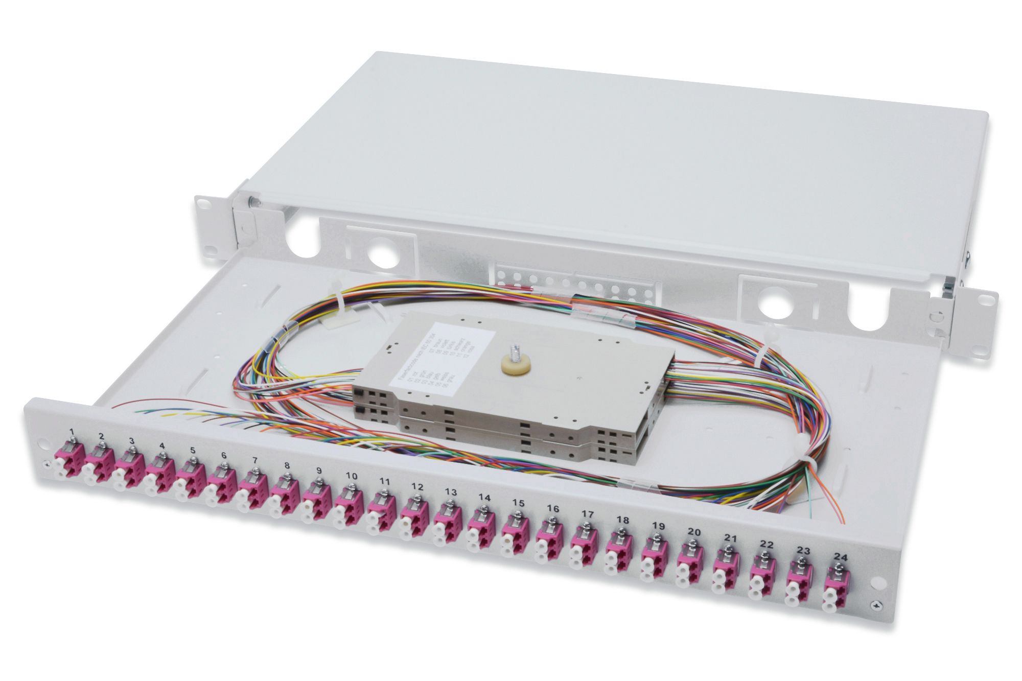 Image of Digitus Fiber Optic Sliding Splice Box, 1U, Equipped, LC, OM4