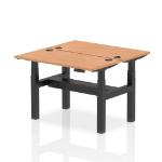 Dynamic Air Back-to-Back W1200 x D600mm Height Adjustable Sit Stand 2 Person Bench Desk With Cable Ports Oak Finish Black Frame - HA01548 DD