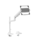 Brateck LDT81-C012P-ML-W POLE-MOUNTED HEAVY-DUTY GAS SPRING MONITOR ARM WITH LAPTOP HOLDER For most 17'~49' Monitors, Fine Texture White (LS)