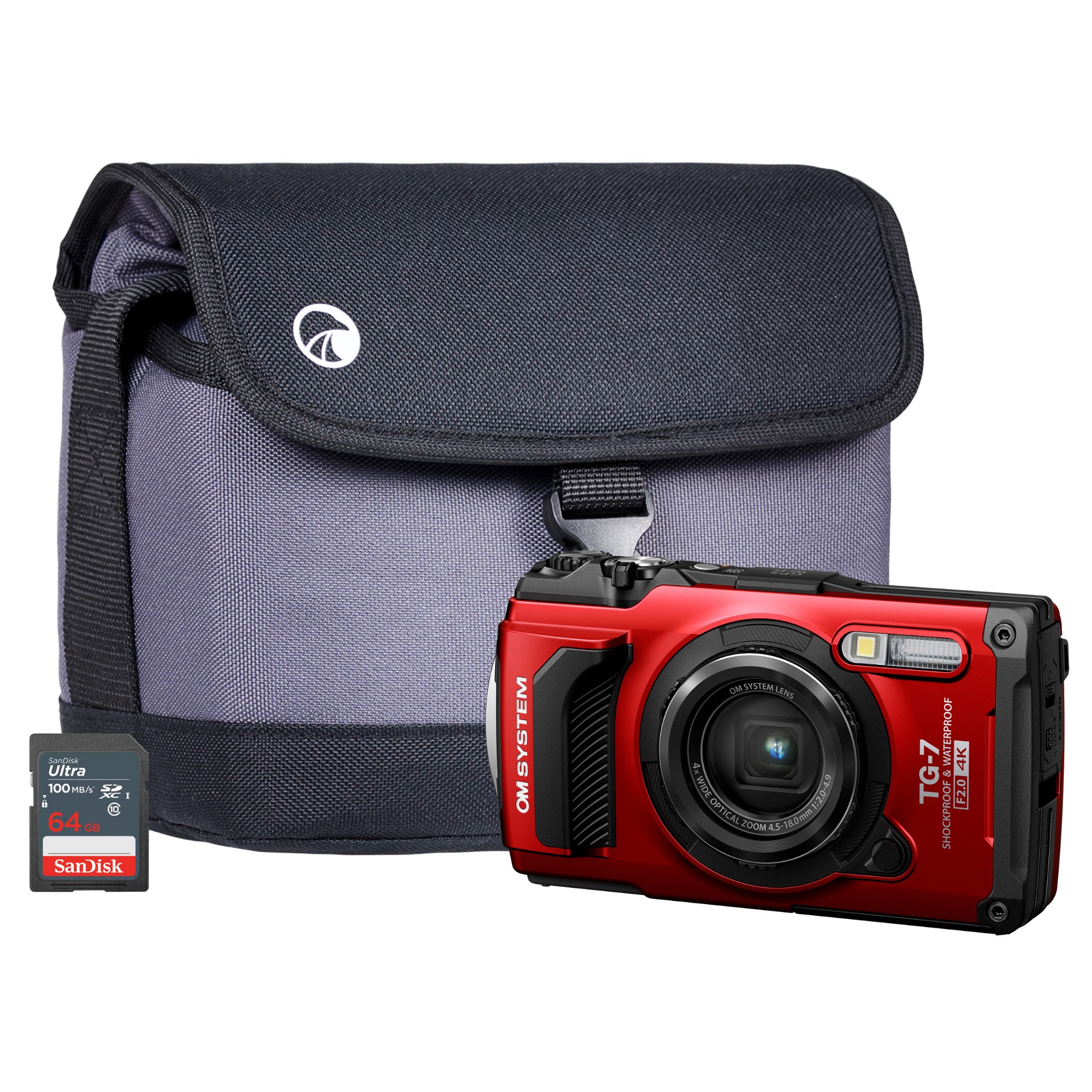 OM Digital Solutions TG-7 12MP 4x Zoom Tough Compact Camera - Red