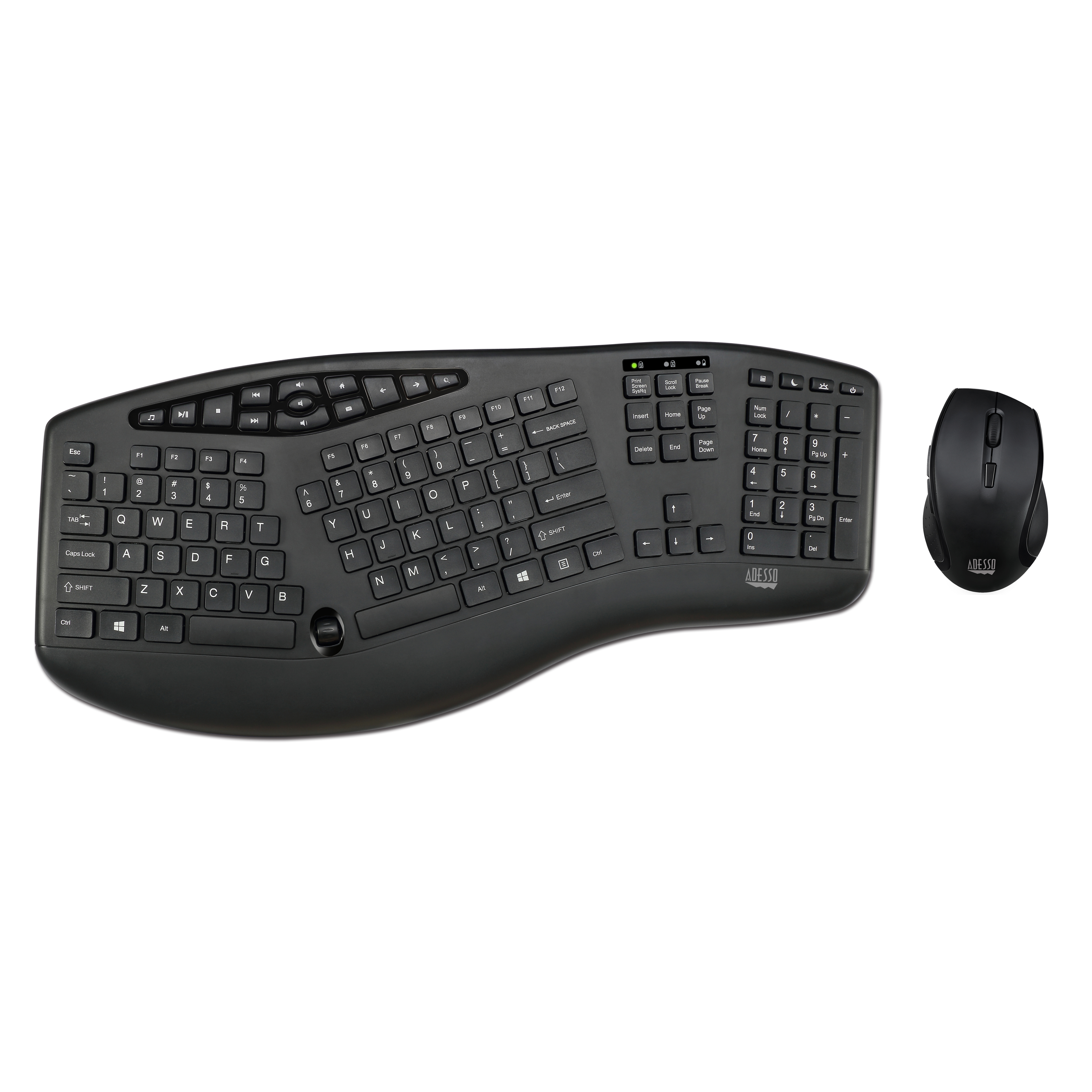 Image of Adesso TruForm Media 1600 - Wireless Ergonomic Keyboard and...