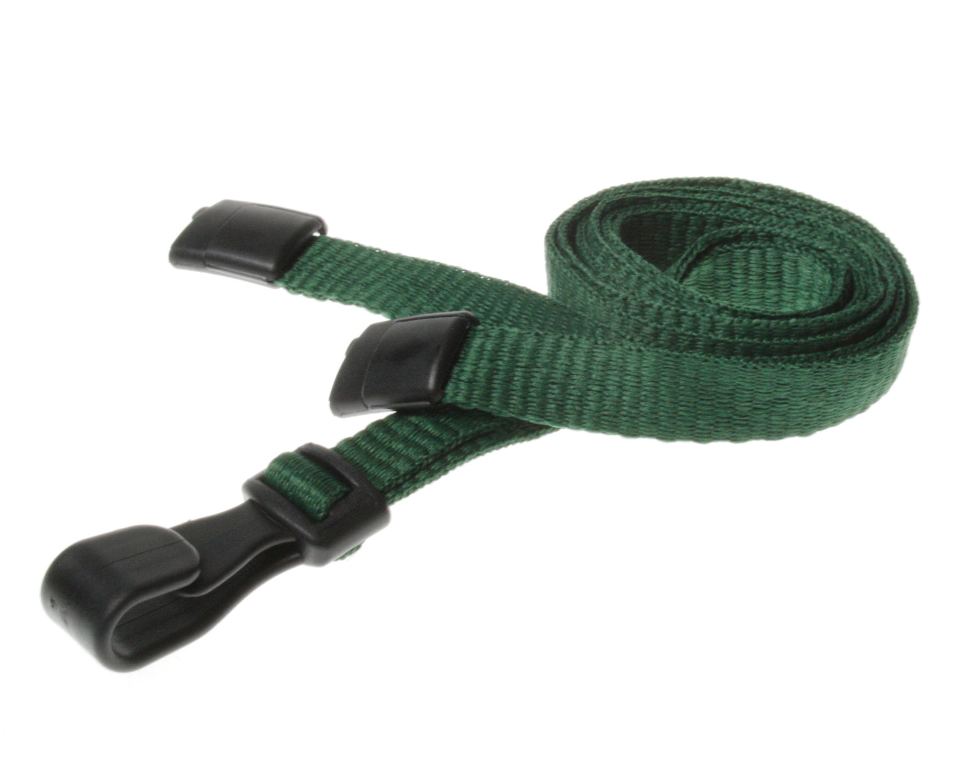 10mm Recycled Plain Dark Green Lanyards with Plastic J Clip (Pack of 100) thumbnail