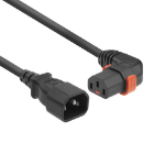 ACT Netsnoer C14 - C13 IEC Lock (rechts haaks) zwart 2 m, PC2045