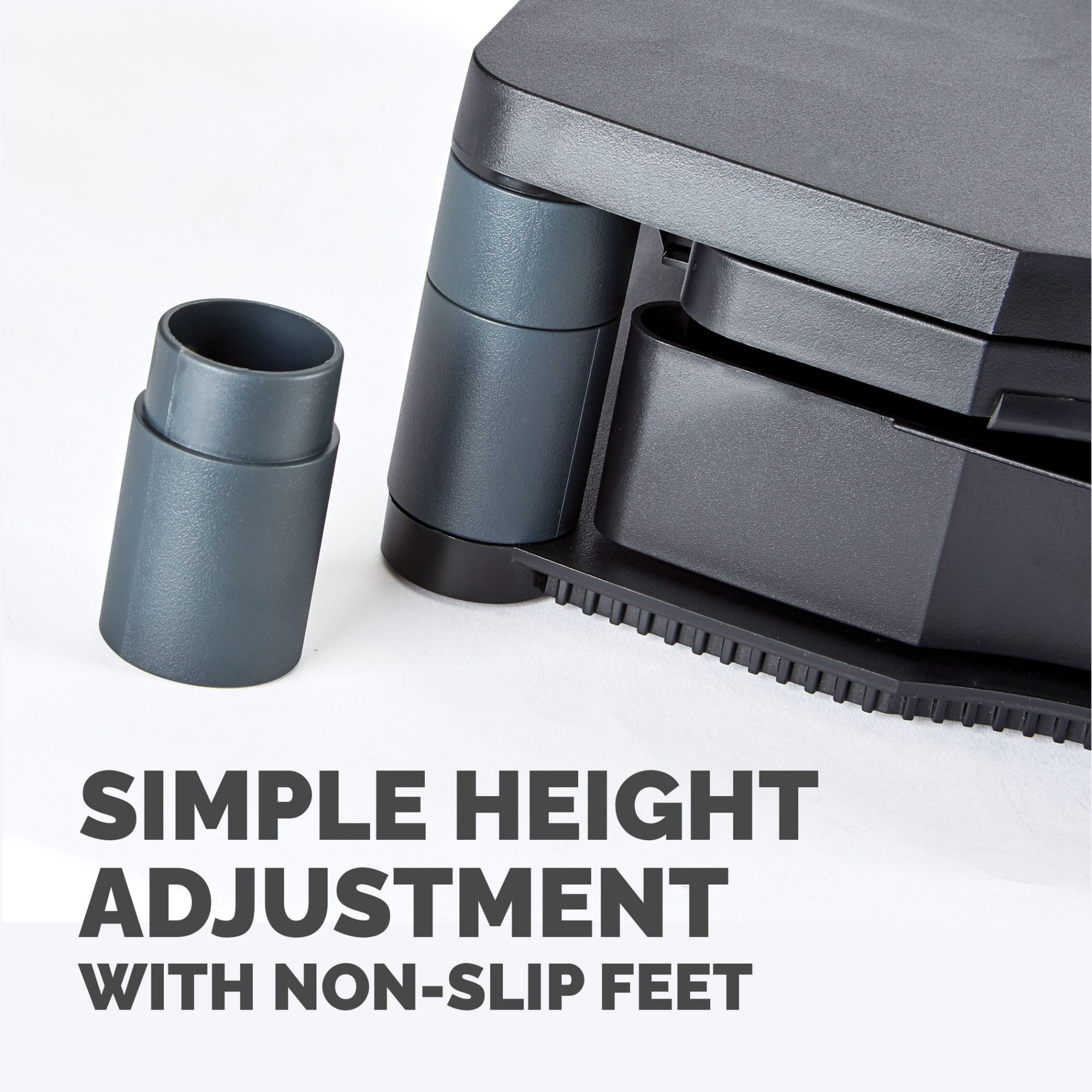 Fellowes Computer Monitor Stand with 3 Height Adjustments - Premium Monitor Riser Plus with Cable Management - Ergonomic Adjustable Monitor Stand for Computers - Max Weight 36KG/Max Size 21" - Graphite