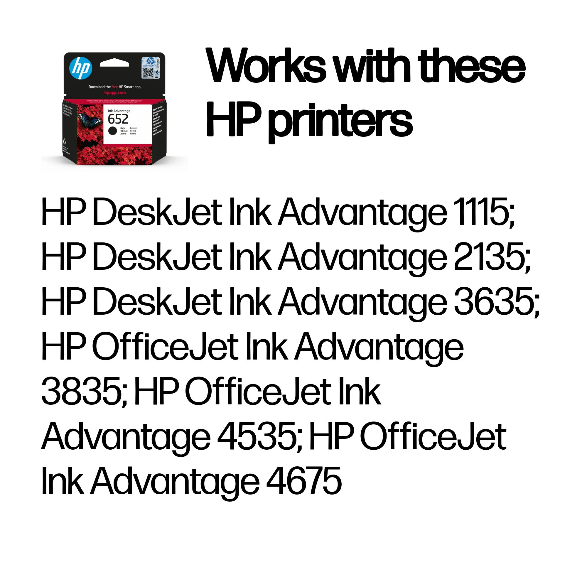 HP F6V25AE/652 Printhead cartridge black. 360 pages for HP DeskJet 383