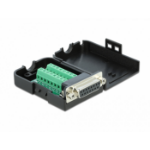 DeLOCK 66569 tussenstuk voor kabels serial Sub-D15 16 pin terminal block Zwart
