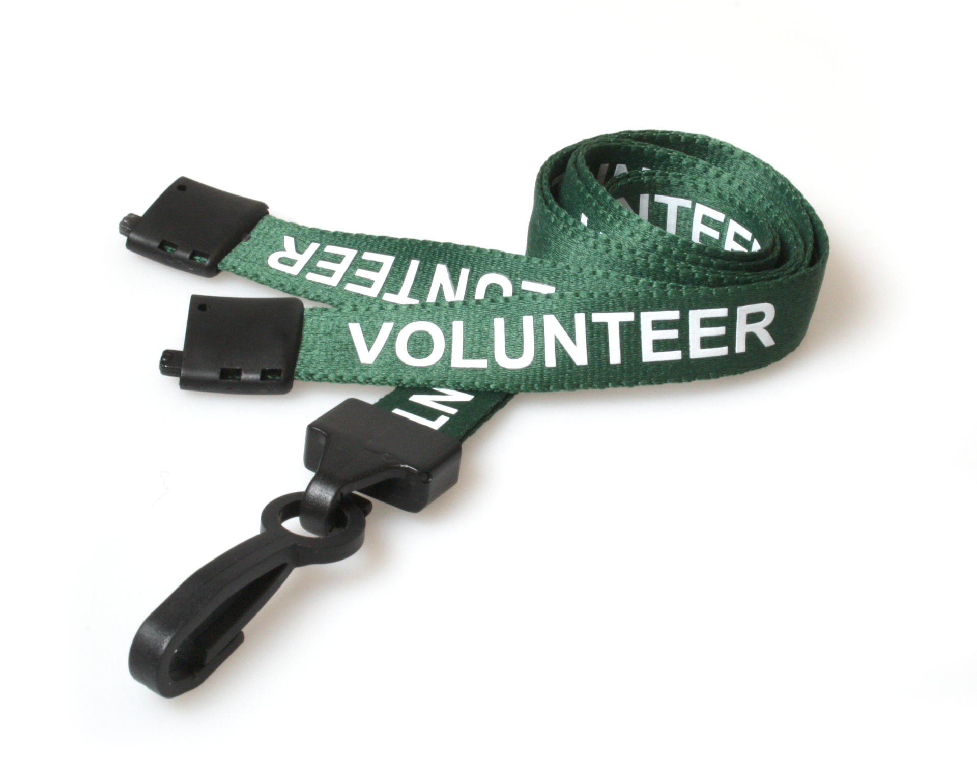 Image of Digital ID 15mm Recycled Green Volunteer Lanyards with Plastic J...