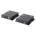 Manhattan 1080p HDMI KVM over IP Extender Kit, Extends 1080p@60Hz signal up to 120m with a single Cat6 Ethernet Cable or an IP-enabled network, Transmitter and Receiver, USB-A ports for PC/Mouse/Keyboard, Black