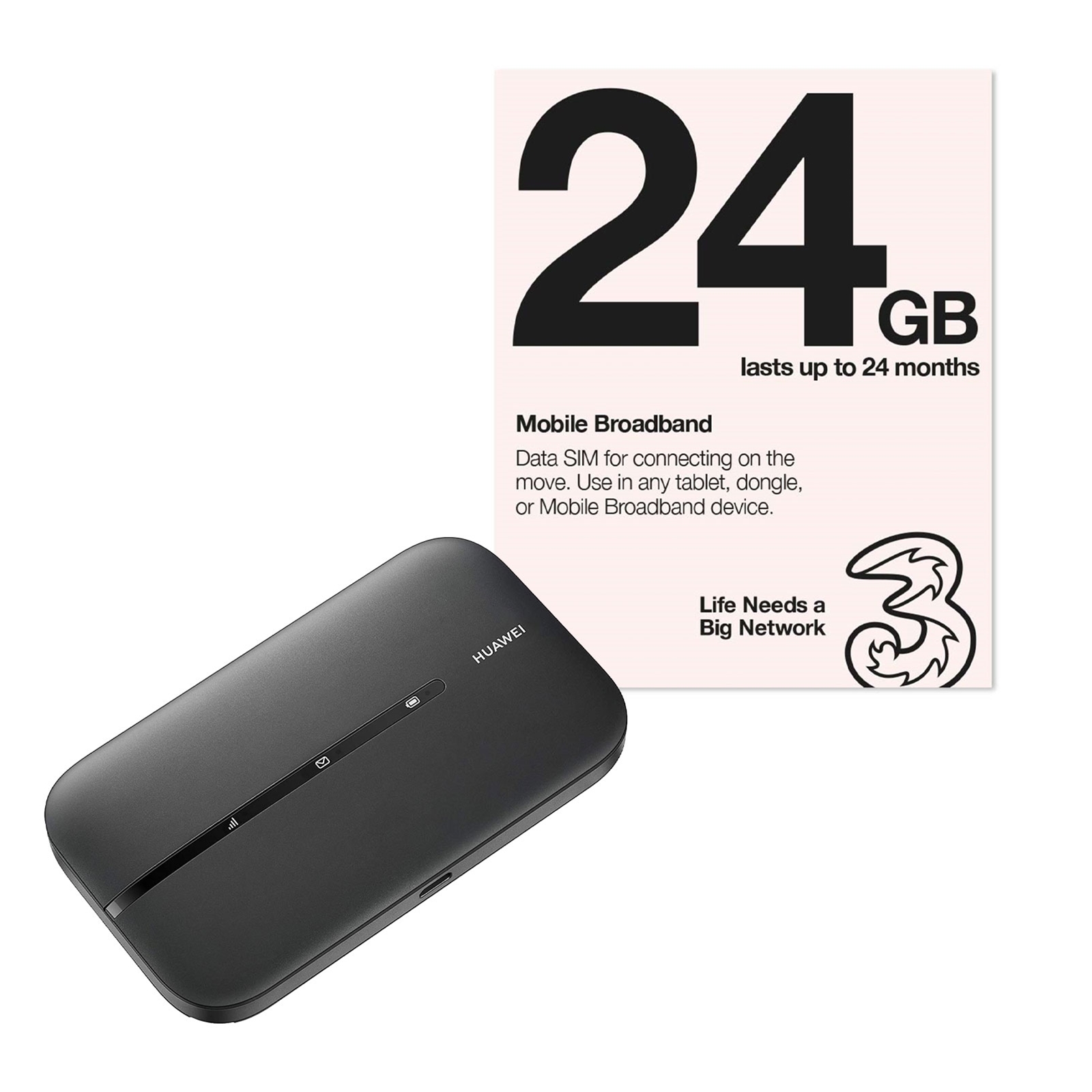 DSTHR-35049BUNDL THREE Three 5 x 24GB Trio Pay As You Go Mobile Broadband SIM Cards with 1/2 Price Huawei E5783 4G+ MiFi Mobile Broadband Router