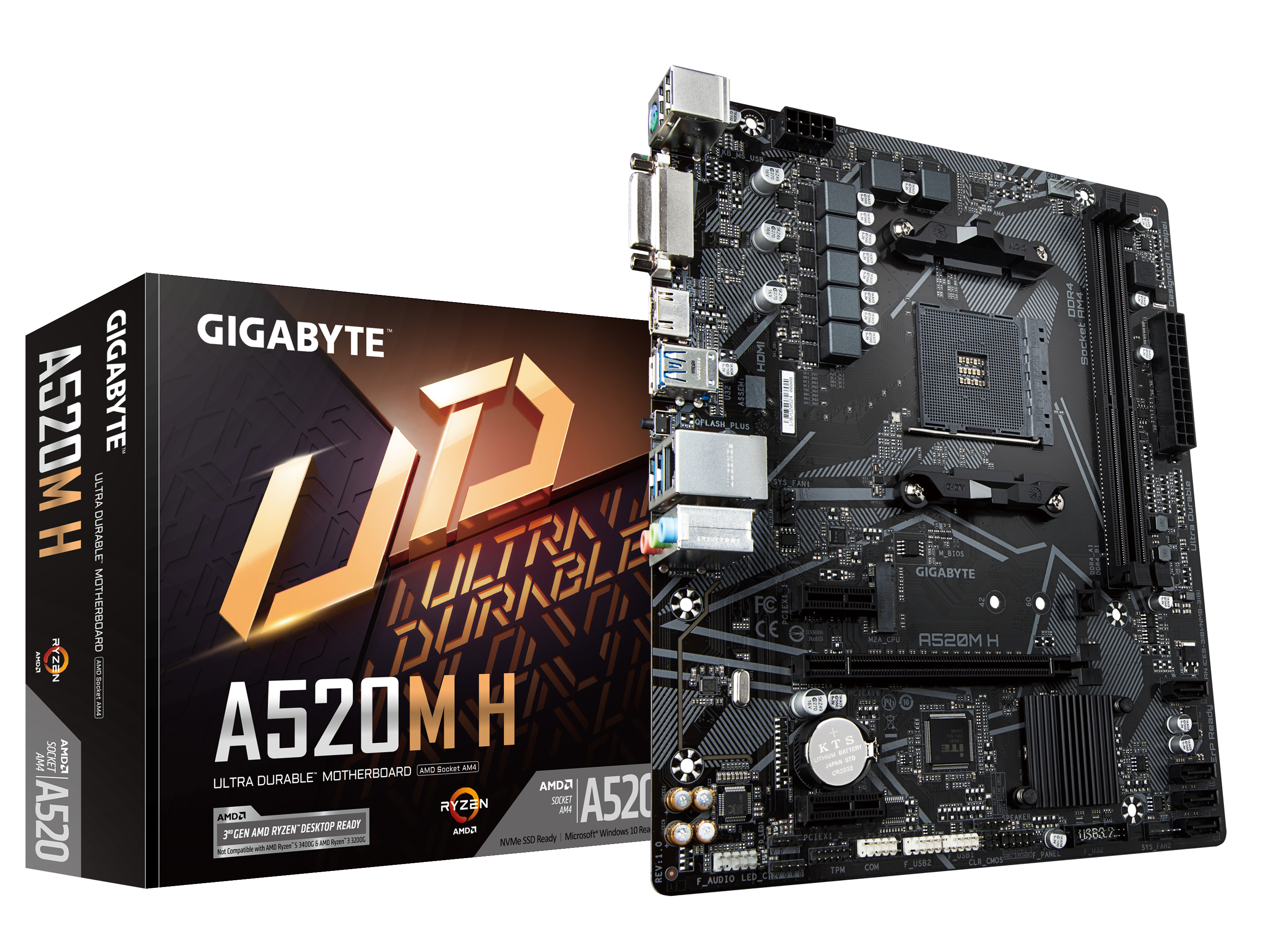 Image of Gigabyte A520M H Motherboard - Supports AMD Ryzen 5000 Series AM4...
