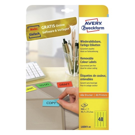 Avery Coloured Mini Labels. Yellow