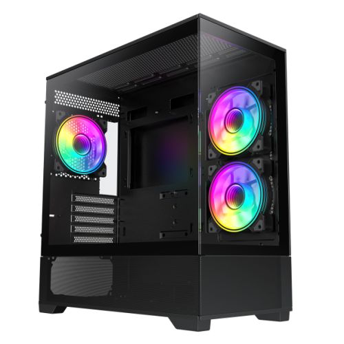 Image of GAMEMAX Vista Micro ATX Gaming Case w/ Glass Side & Front Mesh...