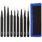 Deltaco Tweezer Kit for Electronics/ESD  9 Parts - Black