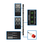 Tripp Lite PDU3XMV6G20 11.5kW 3-Phase Local Metered PDU, 208-240V (36 C13 & 9 C19), IEC-309 16/20A Red, 360-415V Input, 6 ft. (1.83 m) Cord, 0U Vertical