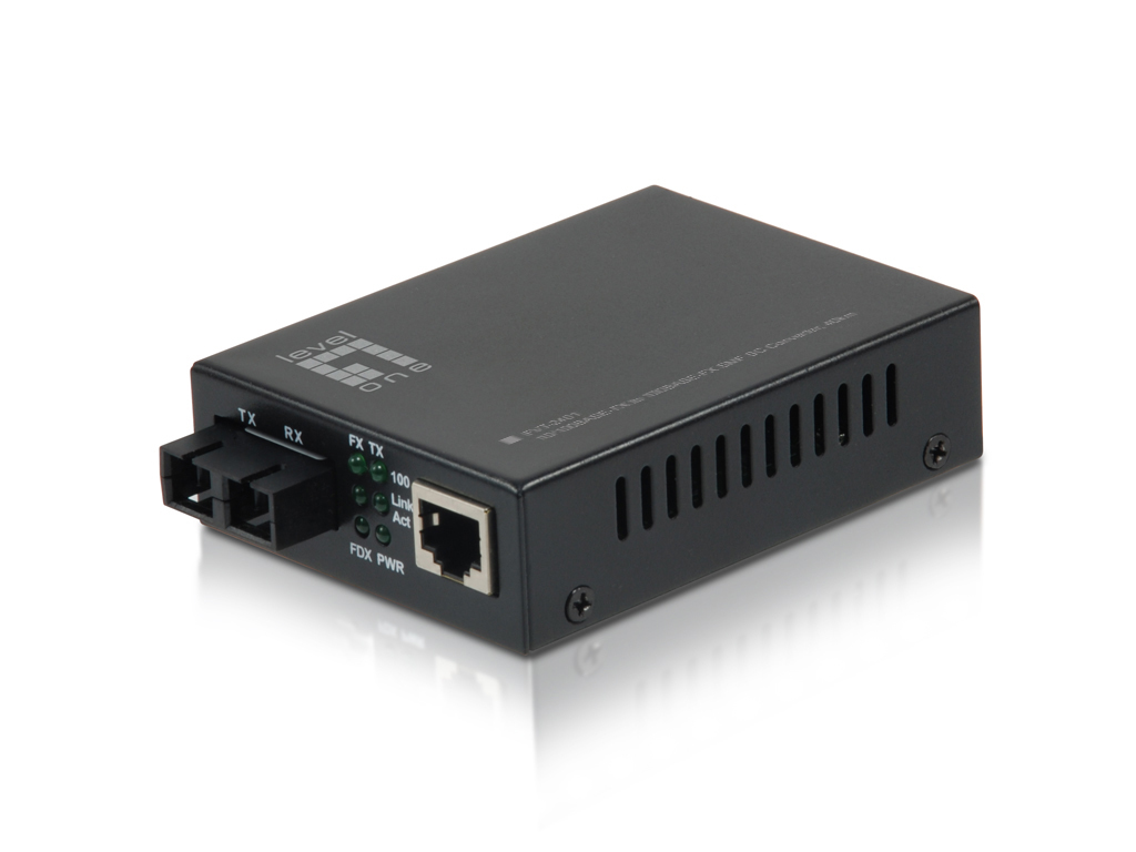 Image of LevelOne RJ45 to SC Fast Ethernet Media Converter, Single-Mode...