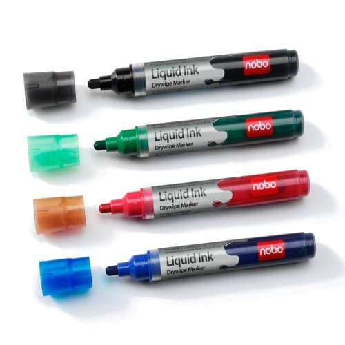 Nobo Liquid Ink Drywipe Markers Assorted (6)