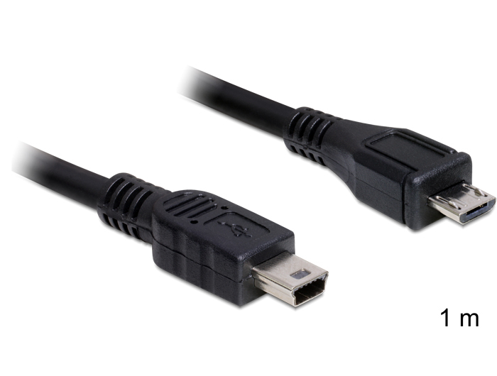 Image of DeLOCK 1m USB2.0 microB/miniB USB cable Micro-USB B Mini-USB B Black