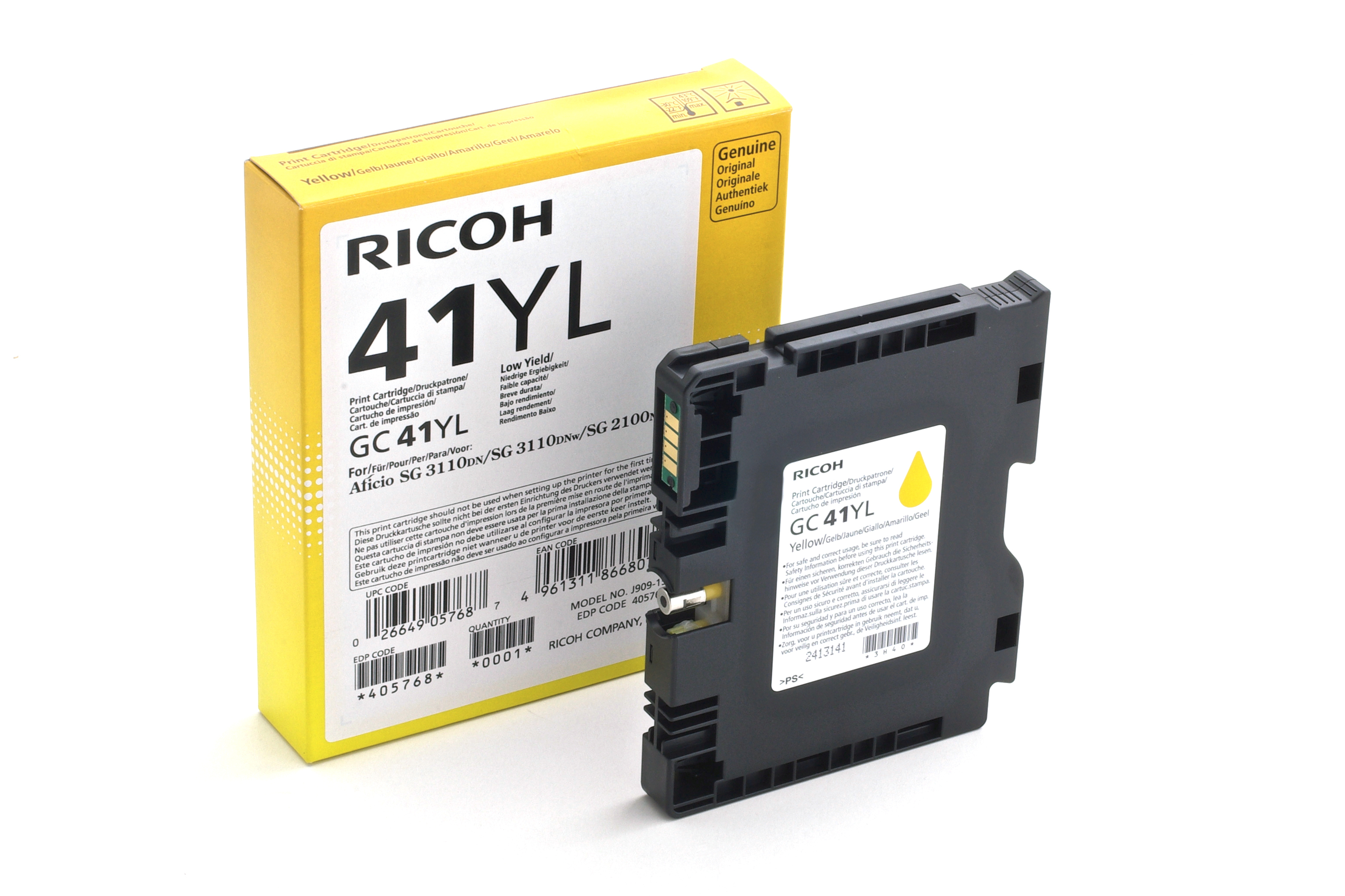 Image of Ricoh 405768/GC-41YL Gel cartridge yellow, 600 pages ISO/IEC 24711...