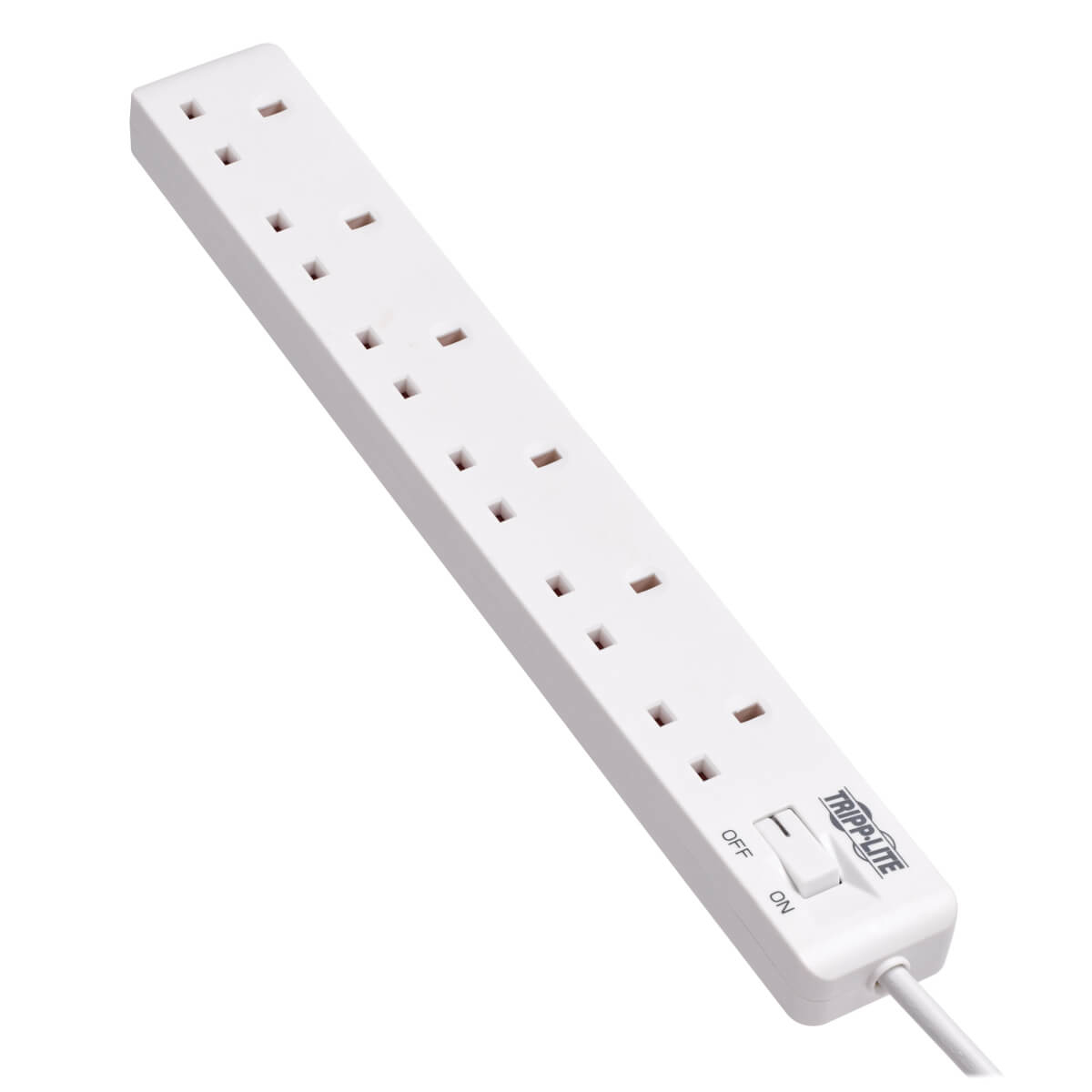 Tripp Lite 6-Outlet Power Strip - British BS1363A Outlets, 220-250V AC, 13A, 1.8 m Cord, BS1363A Plug, White