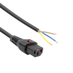 ACT Netsnoer C13 IEC Lock - open einde zwart 3 m, PC979, 5-Pack