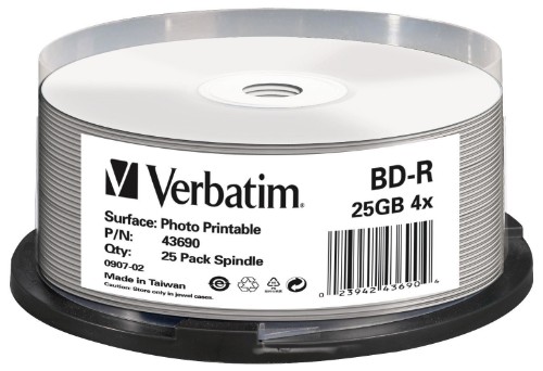 Verbatim BD-R SL 4x 25GB Printable 25 Pack Spindle