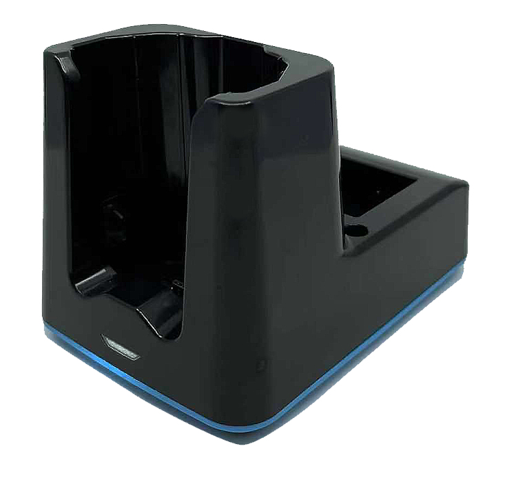 HT730 Single Slot Charging Cradle including power adapter  (1010-900043G)_x00D_ for charging the device and one spare battery._x00D_ xxNot included but optional accessory: 3 Pins Power Cord EU (SKU: 1550-602333G) or UK (SKU: 1550-602689G)xx thumbnail