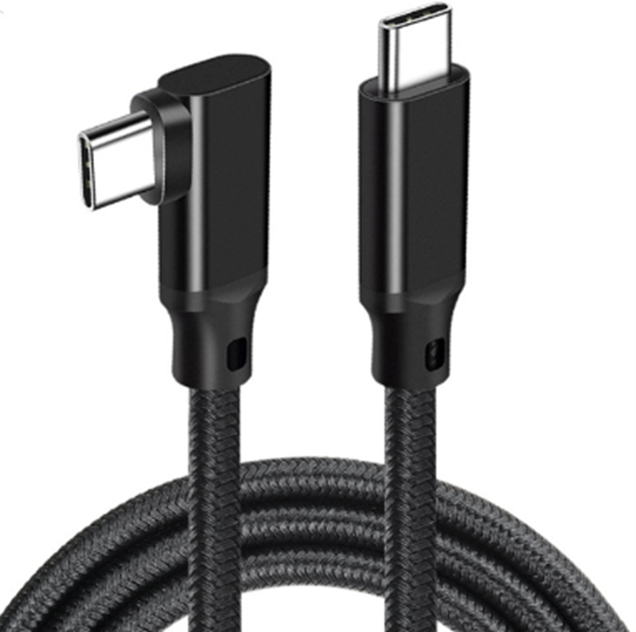 JLC Right Angled RA24 Braided Type C (Male) to Type C (Male) Cable - 5M - Black.