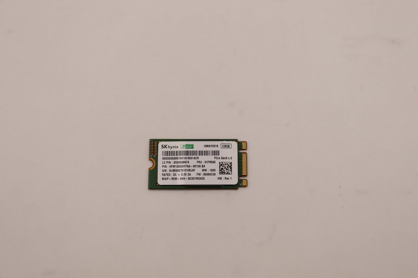 Image of Lenovo SSD Hynix BC501 128G M.2 2242 PCIe HFM128GDHTNG-8310A SSD...