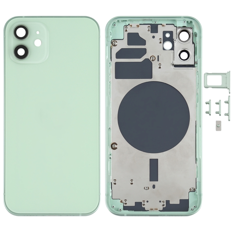 EU Product - iPhone 12 Complete Back Cover with Frame (No Logo) - Green thumbnail