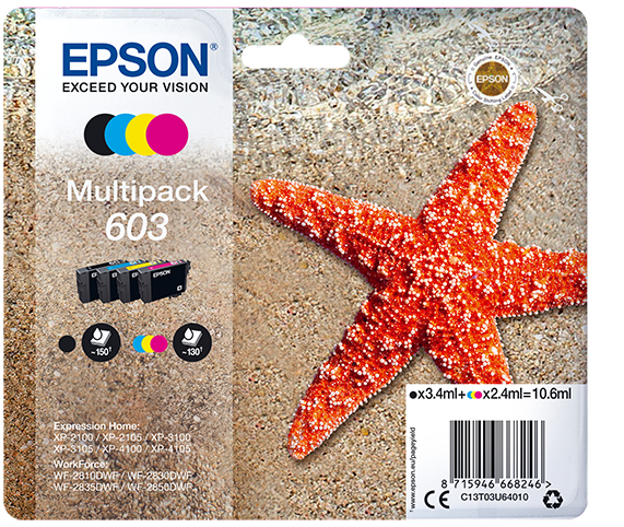 Image of Epson C13T03U64020/603 Ink cartridge multi pack Bk,C,M,Y Blister...
