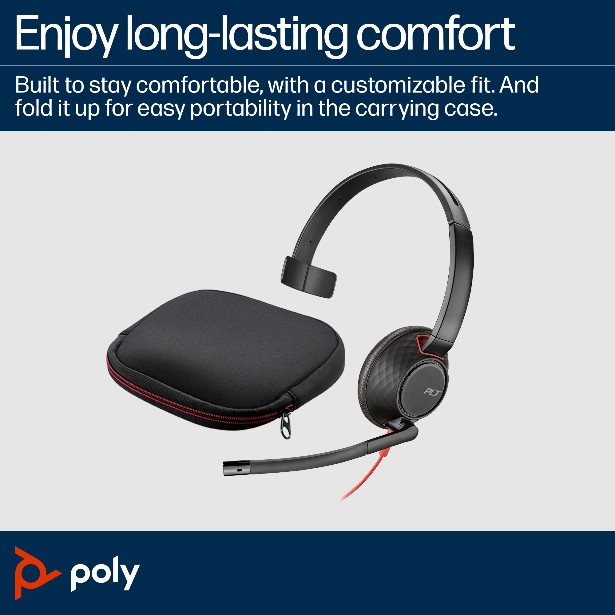 Poly Blackwire C5210 Cuffie USB-C E Jack 3.5mm - Cablate, Design Ergonomico, Colore Nero