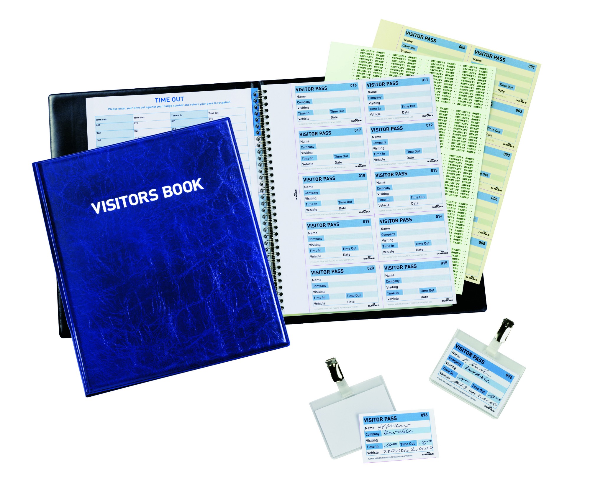 Durable Visitor Book 100 with 100 Badge Insert Refills 60x90mm 146365