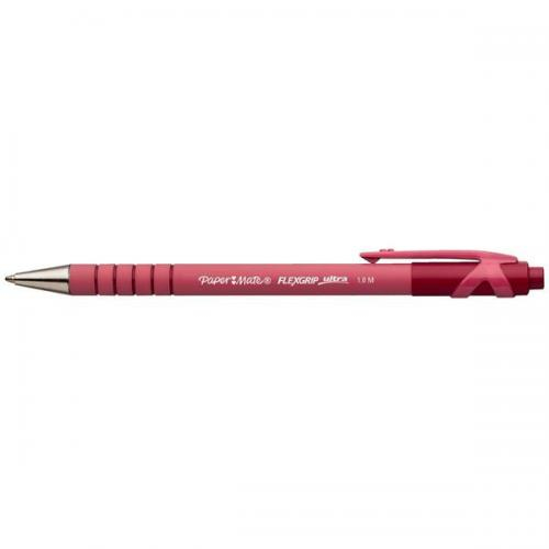 Papermate Flexgrip Ultra Red Clip-on retractable ballpoint pen Medium 12 pc(s)