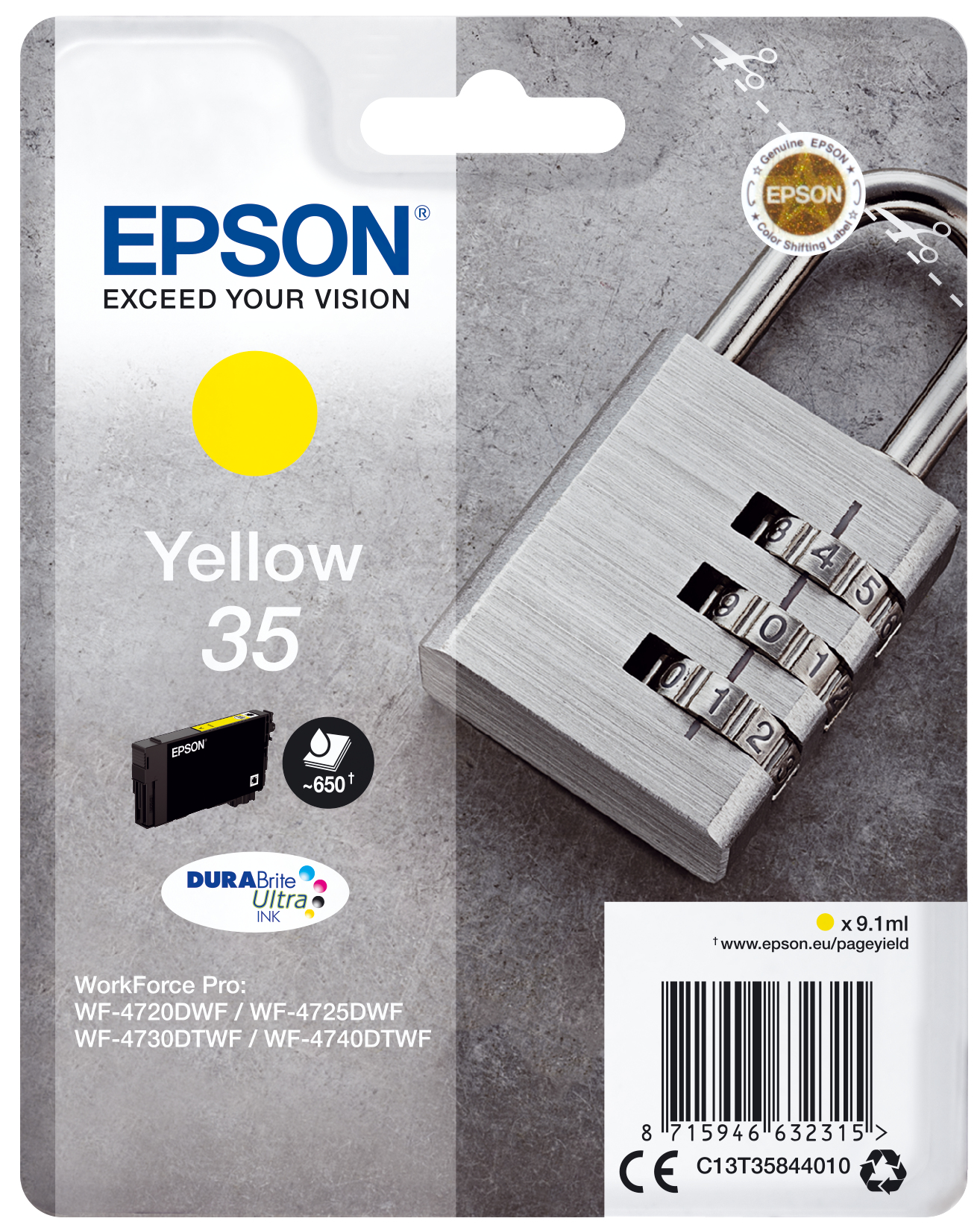 Image of Epson C13T35844010/35 Ink cartridge yellow, 650 pages 9,1ml for...