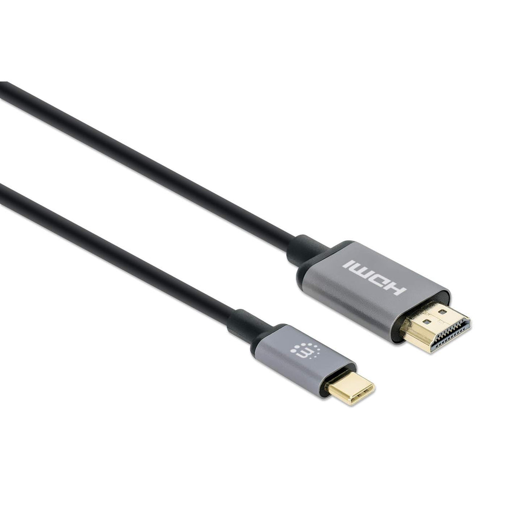 Manhattan USB-C to HDMI Cable, 4K@60Hz, 1m, Black, Equivalent to Startech CDP2HD2MBNL, Male to Male, Three Year Warranty, Polybag