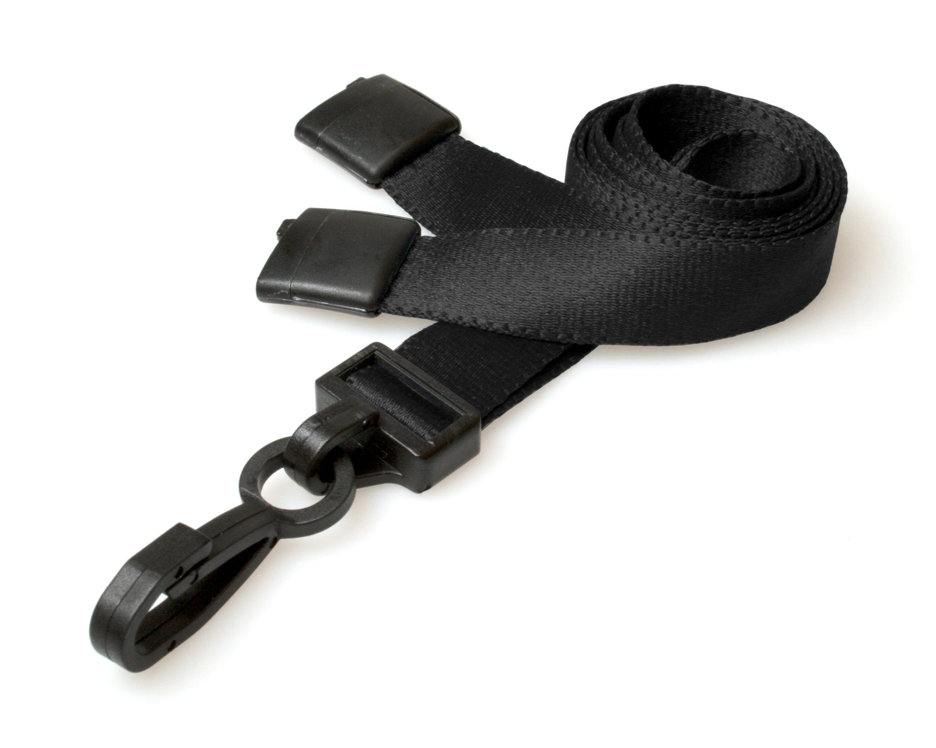 Image of Digital ID 15mm Recycled Plain Black Lanyards with Plastic J Clip...