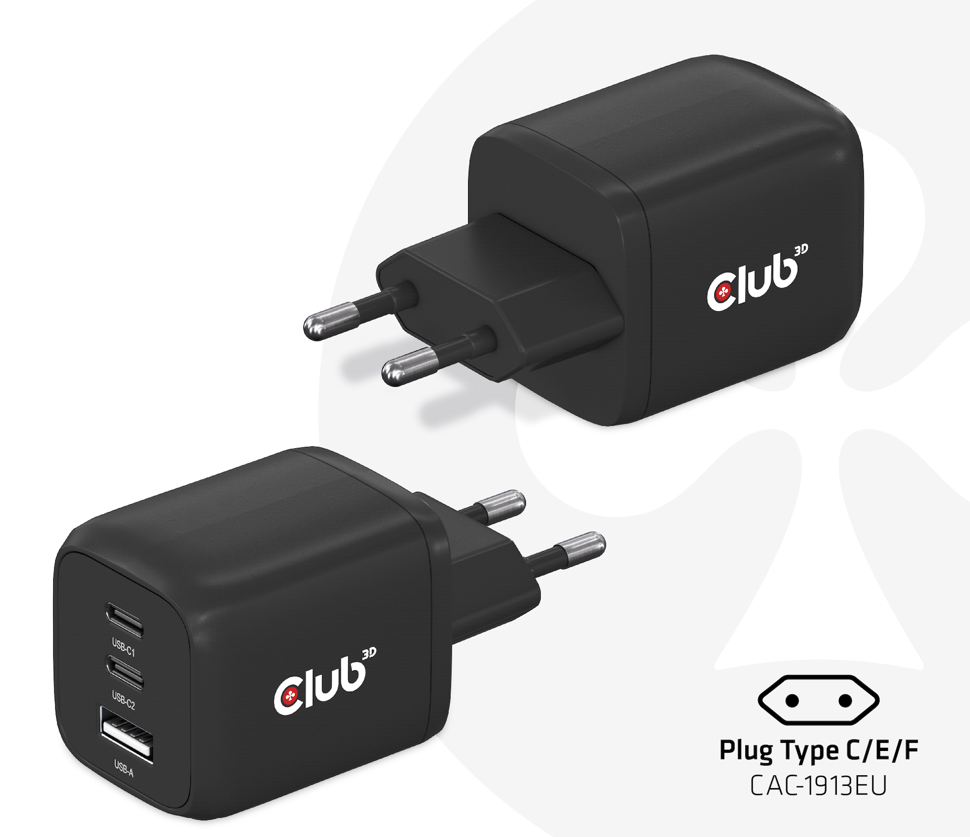 CLUB3D CAC-1913EU mobile device charger Universal Black AC Fast charging Indoor