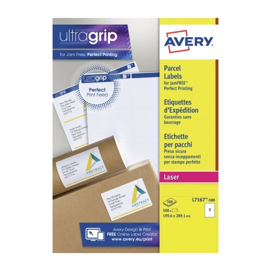 Image of Avery L7167-500 self-adhesive label Rectangle Permanent White 500...