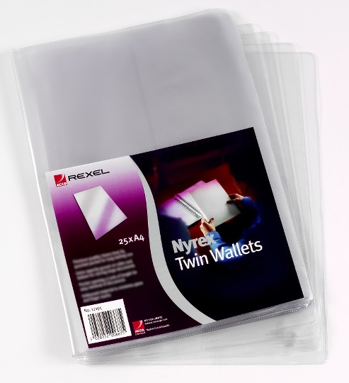 Image of Rexel Nyrex Twin Wallets A4 Size Clear (25)