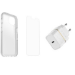 OtterBox Symmetry Clear + Alpha Glass Anti-Microbial + EU USB-C Wall Charger 20W Series para Apple iPhone 13, transparente