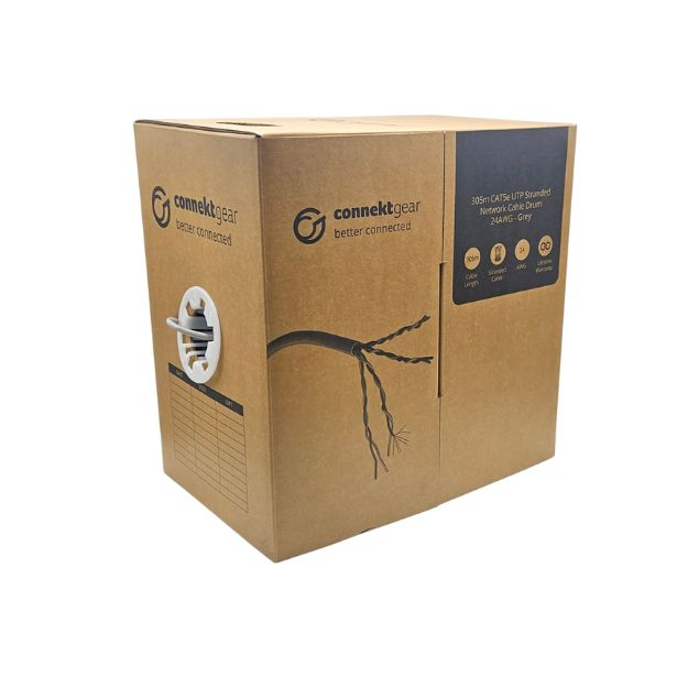 Connektgear Grey 305M Cat5e Utp Stranded Network Cable Drum - 24Awg