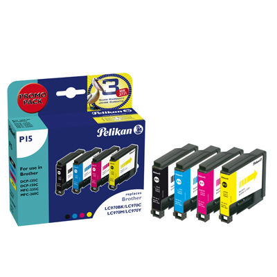 Image of Pelikan 360670/P15 Ink cartridge multi pack Bk,C,M,Y, 4x350 pages...