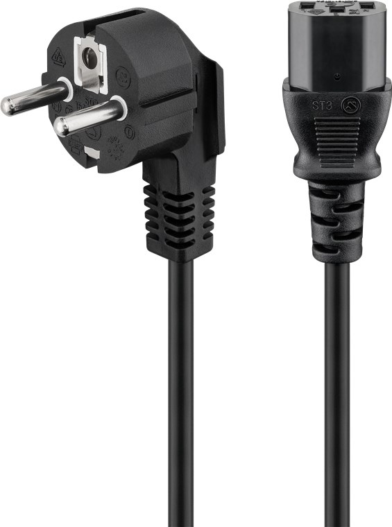 Image of Goobay Angled IEC Cord, 1.5 m, Black