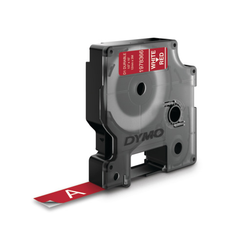 Image of Dymo 1978366 DirectLabel-etikettes white on red Vinyl 12mm x 5,5mm...