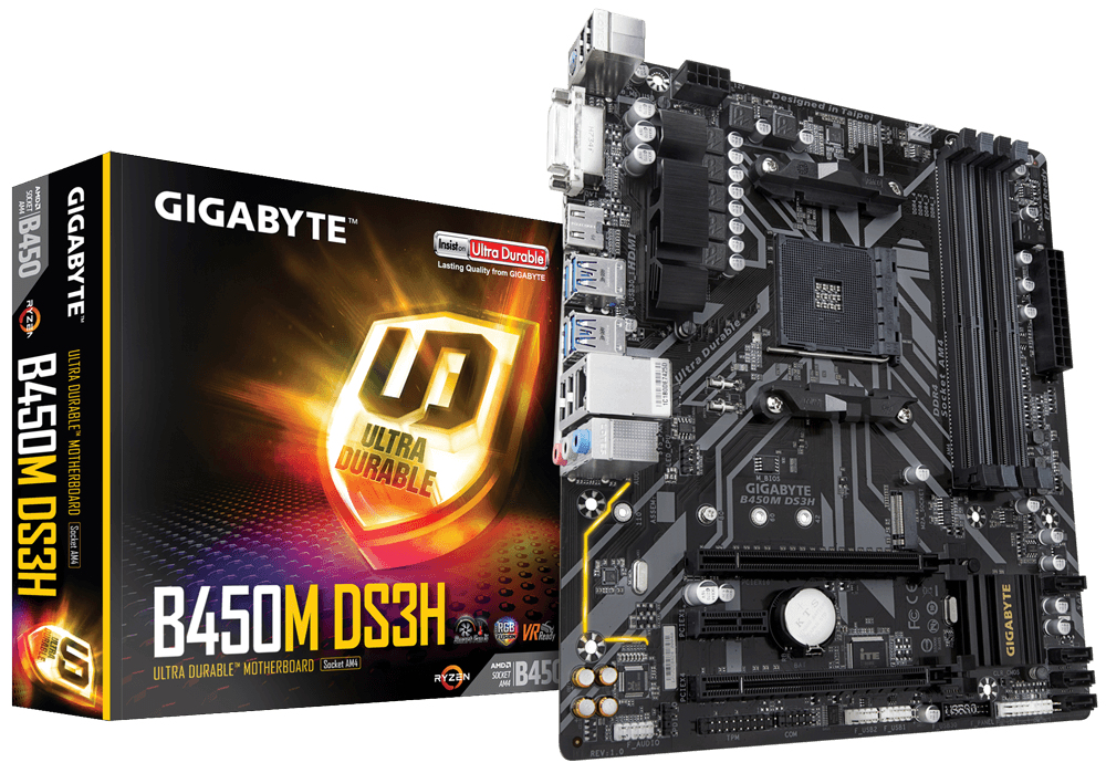 Image of Gigabyte B450M DS3H motherboard AMD B450 Socket AM4 micro ATX