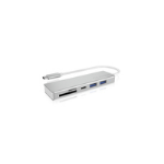 ICY BOX IB-HUB1413-CR - USB 3.2 Gen 1 (3.1 Gen 1) Type-C - USB 3.2 Gen 1 (3.1 Gen 1) Type-A - MicroSD (TransFlash) MicroSDHC MicroSDXC SD SDHC SDXC - 5000 Mbit/s - Silver - Aluminium Plastic